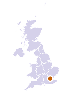 London on a UK map