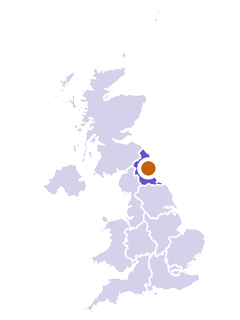 North East on a UK map