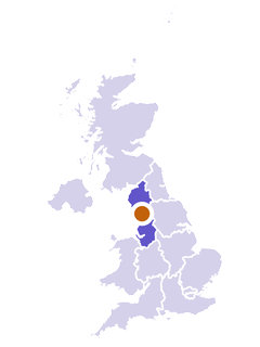 North West on a UK map