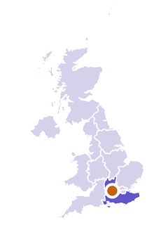 South East on a UK map